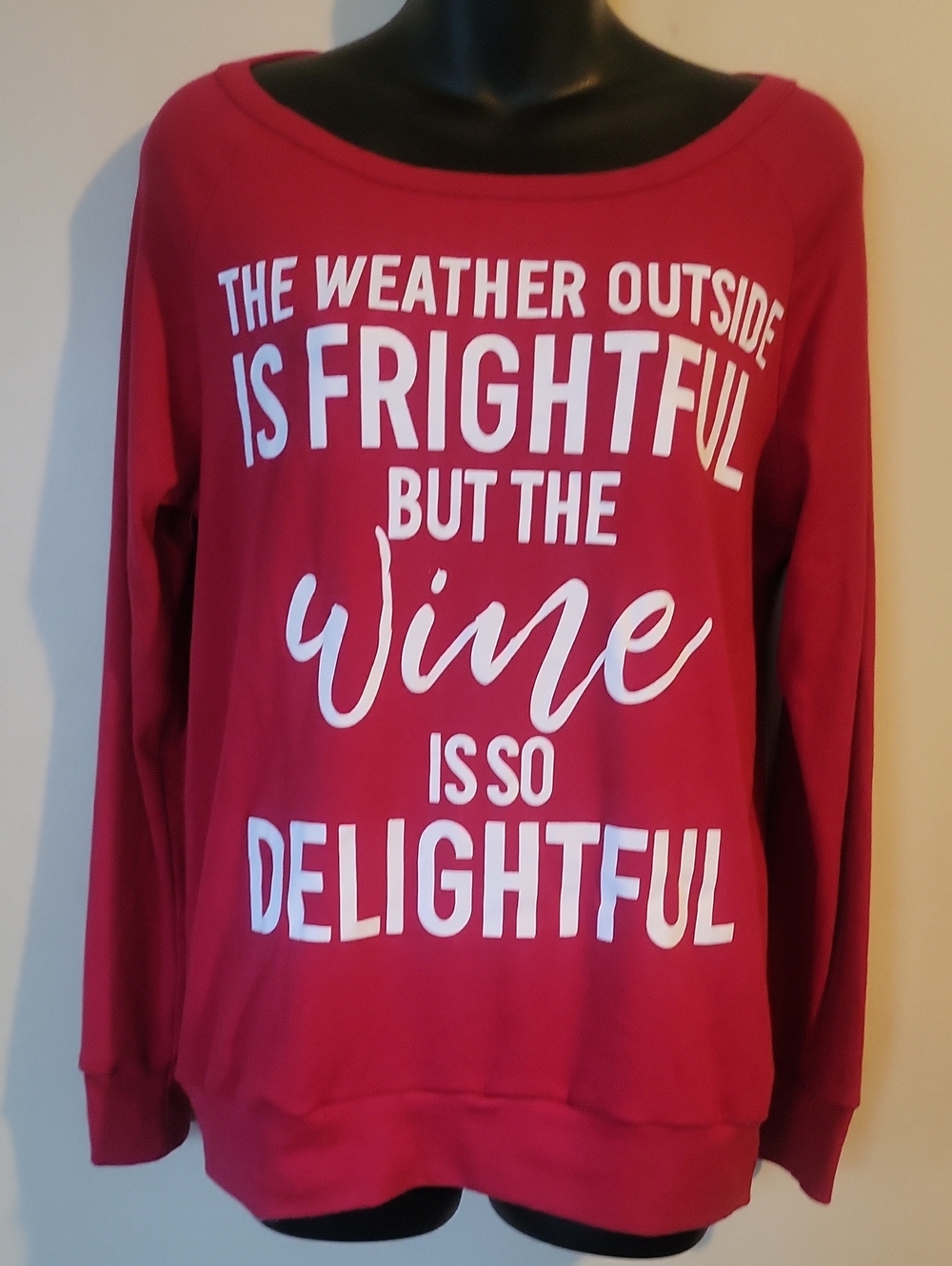 Women's Burgundy Graphic Pullover Sweatshirt - Wine Quote - Picture 2 of 5